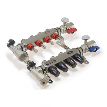 купить Коллекторная группа 1", 2 ходов, нержавеющий корпус, "КВАДРАТ" с расходомерами по оптовой цене NIKHI 