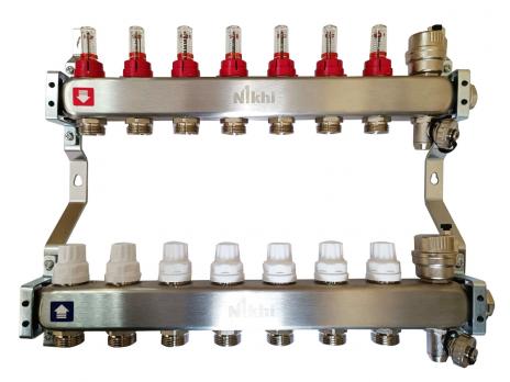 купить Коллектор стальной для систем отопления на 9 контуров HSW2009 по оптовой цене NIKHI 