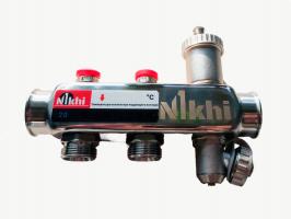 Коллектор стальной для систем отопления на 2 контура HSD2002