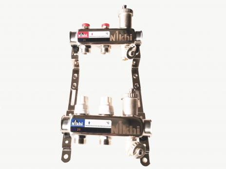 купить Коллектор стальной для систем отопления на 2 контура HSD2002 по оптовой цене NIKHI 