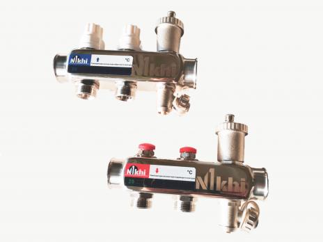 купить Коллектор стальной для систем отопления на 2 контура HSD2002 по оптовой цене NIKHI 