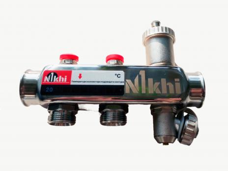 купить Коллектор стальной для систем отопления на 2 контура HSD2002 по оптовой цене NIKHI 