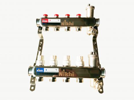 купить Коллектор стальной для систем отопления на 4 контура HSD2004 по оптовой цене NIKHI 