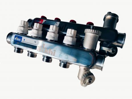 купить Коллектор стальной для систем отопления на 4 контура HSD2004 по оптовой цене NIKHI 