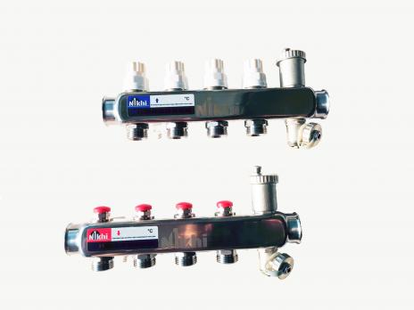 купить Коллектор стальной для систем отопления на 4 контура HSD2004 по оптовой цене NIKHI 