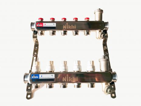купить Коллектор стальной для систем отопления на 5 контуров HSD2005 по оптовой цене NIKHI 