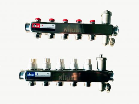 купить Коллектор стальной для систем отопления на 5 контуров HSD2005 по оптовой цене NIKHI 