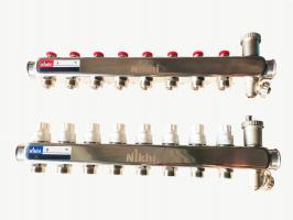 Коллектор стальной для систем отопления на 8 контуров HSD2008