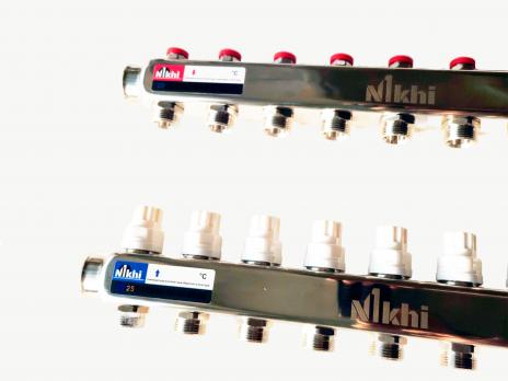 купить Коллектор стальной для систем отопления на 8 контуров HSD2008 по оптовой цене NIKHI 