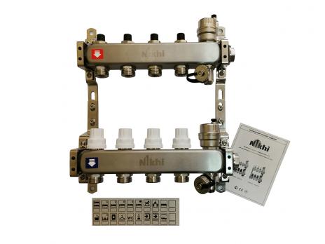купить Коллектор стальной для систем отопления на 8 контуров HSD2008 по оптовой цене NIKHI 