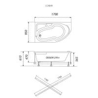 Ванна угловая София 170 x 95 левая