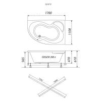Ванна угловая Мария 170 x 110 правая