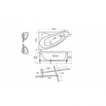 купить Ванна угловая Николь 160 x 100 правая по оптовой цене NIKHI 