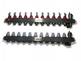 Коллектор стальной для отопления c расходомерами на 13 контуров HSW2013