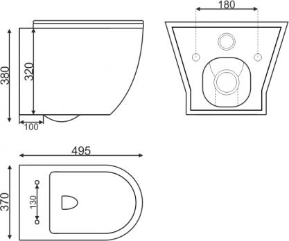 купить Унитаз подвесной K49, безободковый, сиденье ДП, крепления | EVA GOLD по оптовой цене NIKHI 