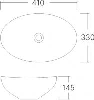 Умывальник накладной A433WGM серый матов+белый матов овальный (410*330*145 мм) | EVA GOLD