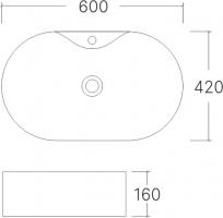 Умывальник накладной A439 овальный (600*420*160 мм) | EVA GOLD