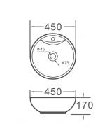 Умывальник накладной A047 круглый (450*450*170мм) | EVA GOLD