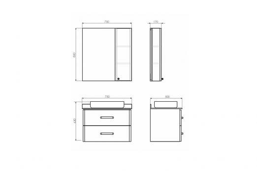 купить COMFORTY. Зеркало-шкаф "Амстердам-75" белый по оптовой цене NIKHI 