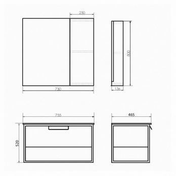 купить COMFORTY. Тумба-умывальник "Бонн-75" дуб темный с  раковиной COMFORTY 75E черная матовая по оптовой цене NIKHI 