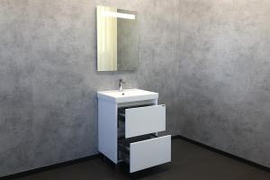 COMFORTY. Тумба-умывальник "Дублин-60" белый глянец с раковиной COMFORTY 8056