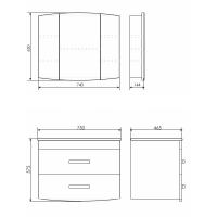 COMFORTY. Тумба-умывальник "Лаура-75-2" подвесная белый глянец с раковиной "Quadro 75"