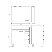 COMFORTY. Тумба-умывальник "Марио-75" дуб темный с раковиной "Quadro 75"