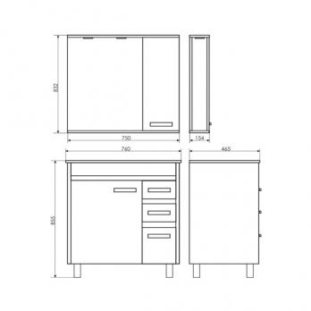 купить COMFORTY. Тумба-умывальник "Марио-75" дуб темный с раковиной "Quadro 75" по оптовой цене NIKHI 