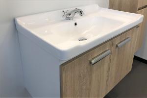 COMFORTY. Тумба-умывальник "Рига-80" дуб сонома с раковиной COMFORTY 9335-80