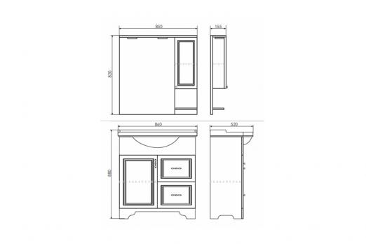 купить COMFORTY. Зеркало-шкаф "Севилья-85" слоновая кость по оптовой цене NIKHI 