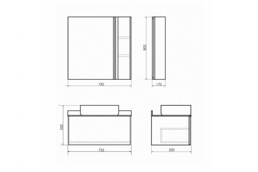 купить COMFORTY. Зеркало-шкаф "Эдинбург-75" бетон светлый по оптовой цене NIKHI 