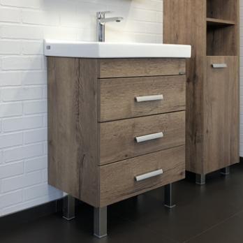 купить Тумба-умывальник Comforty Никосия 60Н дуб темный с раковиной Fest 60 F01 по оптовой цене NIKHI 