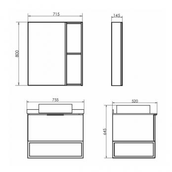 купить COMFORTY. Зеркало-шкаф "Порто-75" дуб дымчатый по оптовой цене NIKHI 