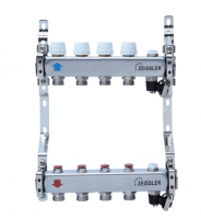 купить Коллекторный блок из нерж стали с настроечными, термостат, дрен клапанами и воздухоотв 4 выхода по оптовой цене NIKHI