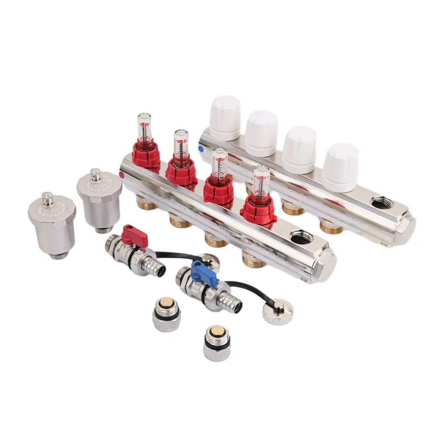 купить Коллекторная группа 1", 2 ходов, латунный корпус, без кранов по оптовой цене NIKHI 