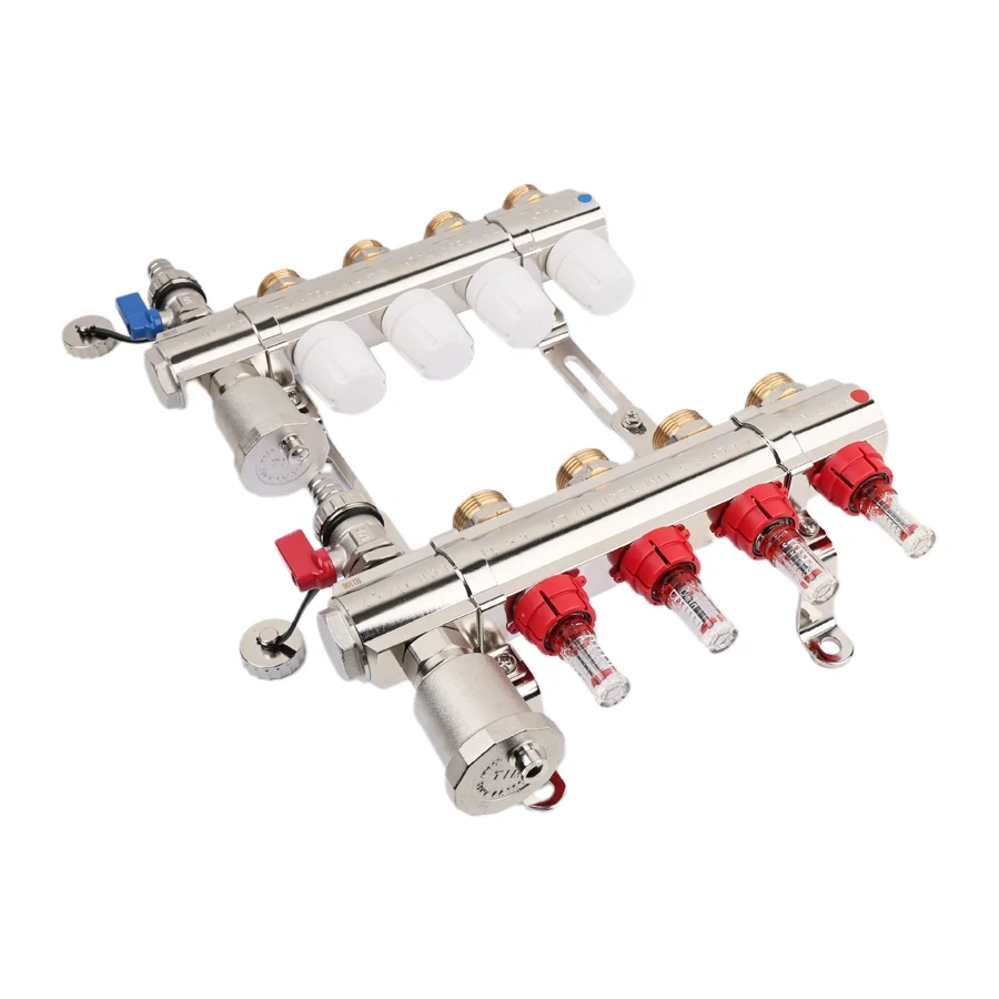 Коллекторная группа 1", 10 ходов, латунный корпус, торцевой без кранов