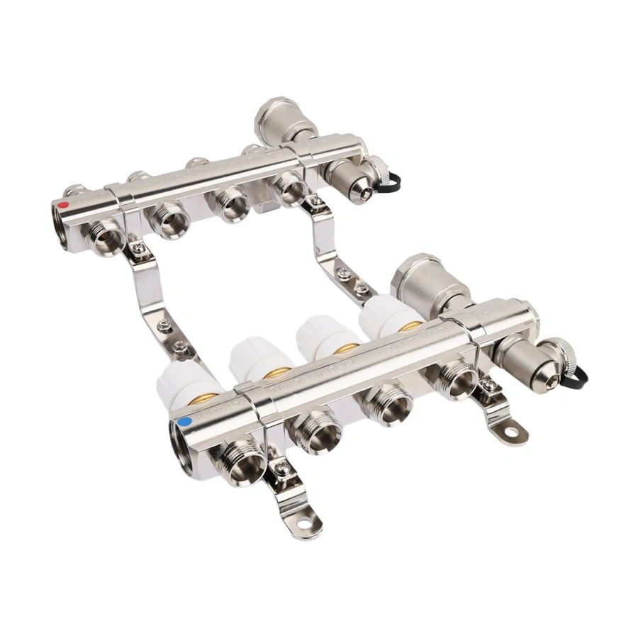 купить Коллекторная группа 1", 8 ходов, латунный корпус, без расходомера и кранов по оптовой цене NIKHI 