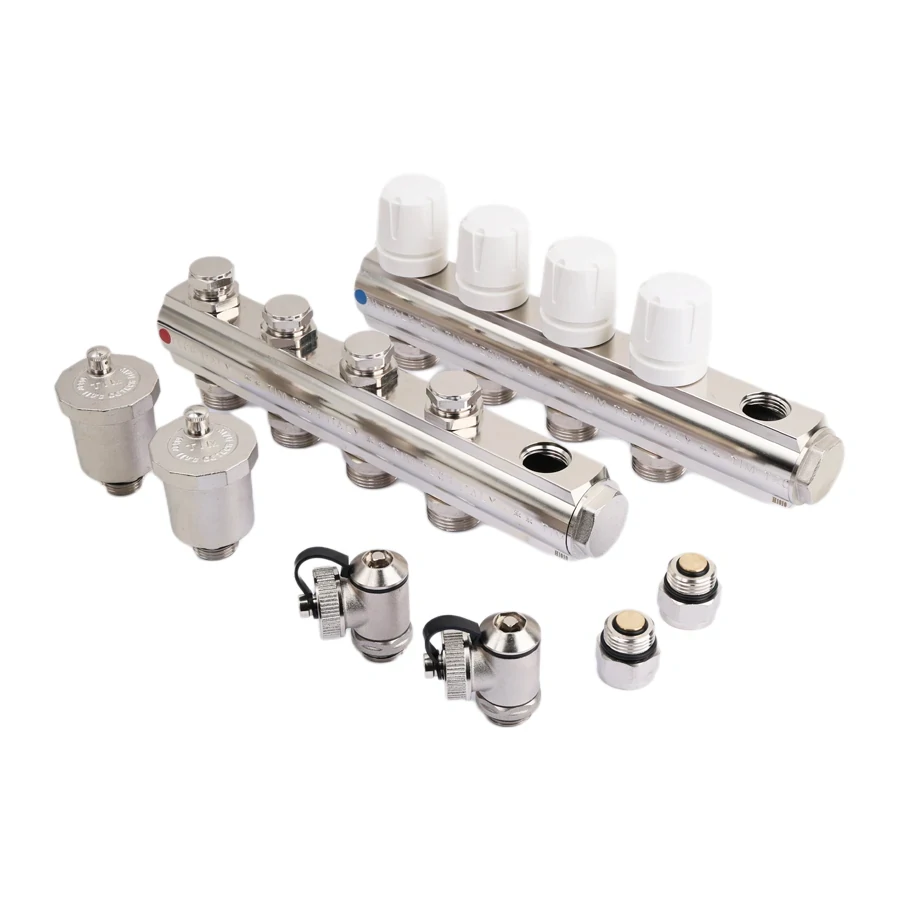 Коллекторная группа 1", 10 ходов, латунный корпус, без расходомера и кранов