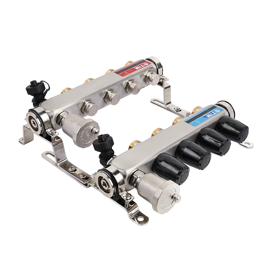 купить Коллекторная группа БЕЗ расходомеров "КВАДРАТ", из нержавеющей стали, 1", 5 ходов по оптовой цене NIKHI